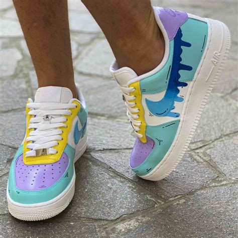 Nike Air Force One Custom Cartoon Verde Acqua Llab Scarpe Custom