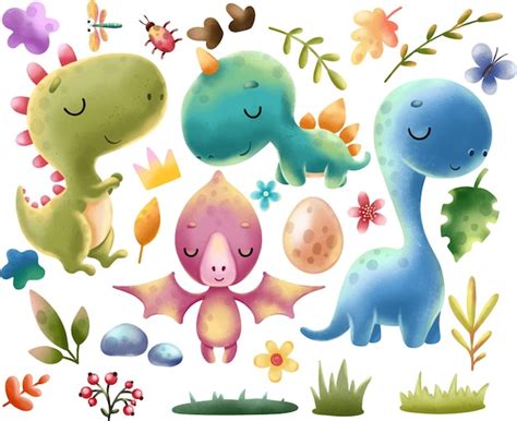 Conjunto De Clipart De Dinossauros Ovos De Tiranossauro De