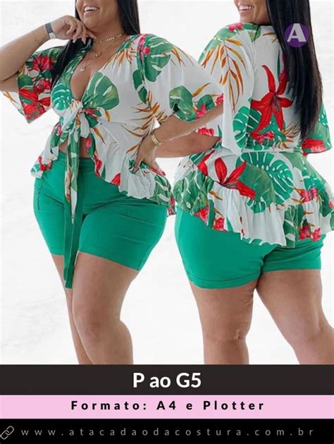 Molde De Conjunto Blusa Mullet Babado E Shorts Em Pdf Atacad O