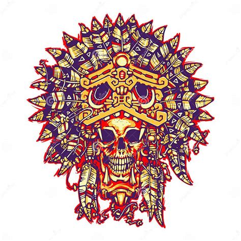 Aztec Warrior Tattoo The Skull In The Mask Of The Jaguar Stock Vector