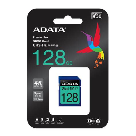 Tarjeta SD Adata Premiere Pro V30 128GB Class 10 U3 4K Ultra Rapida