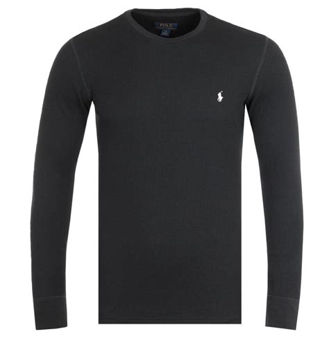 Polo Ralph Lauren Cotton Waffle Black Long Sleeve T Shirt For Men Lyst