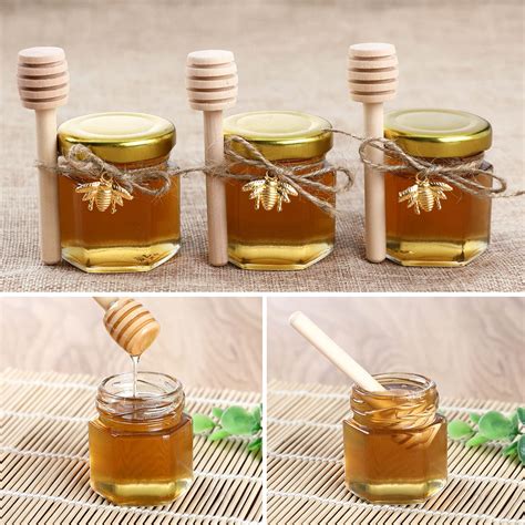 Oz Hexagon Mini Glass Honey Jars Pack Honey Jars With Wood