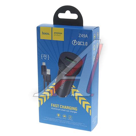 Z49Ablack Устройство зарядное в прикуриватель 1USB 12V кабель micro USB ...