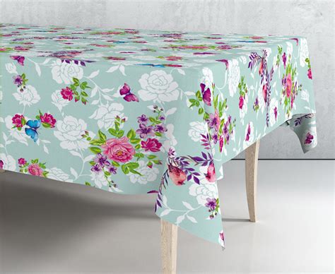 Mantel Impermeable Por Metros Flores Rosas Cyan Exma