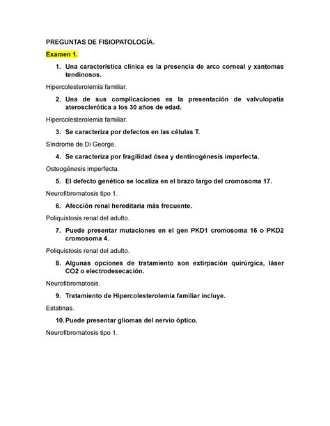 Examen 11 Septiembre 2020 respuestas PREGUNTAS DE FISIOPATOLOGÍA