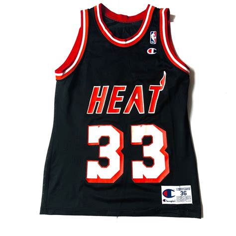 Mens Champion Alonzo Mourning 33 Miami Heat Jersey Adult Size 36 Ebay