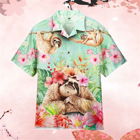 Hibiscus Flower Sloth Hawaiian Shirt Nouvette