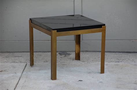 Black Lacquer And Patinated Brass Side Table At 1stdibs