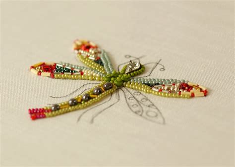 Dragonfly Bead Embroidery In Progress Beaded Embroidery Beaded