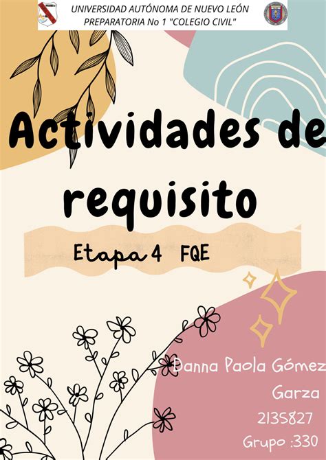 Dpgg Ar Fqe Actividades De Requisito Etapa Fen Menos Qu Micos En