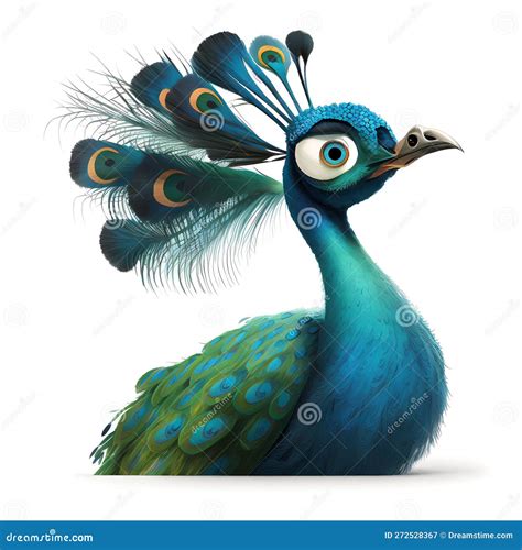 Estilo Lindo De Dibujos Animados De Pavo Real Ai Generativo Stock De