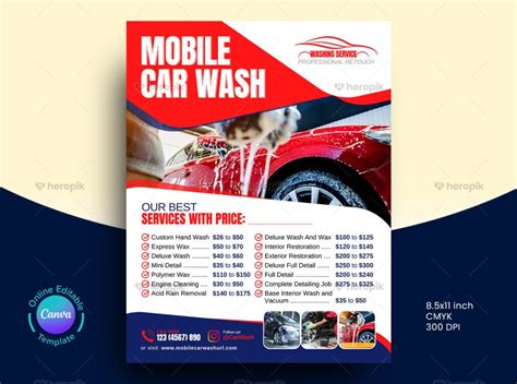 Mobile Car Wash Flyer Canva Template Heropik