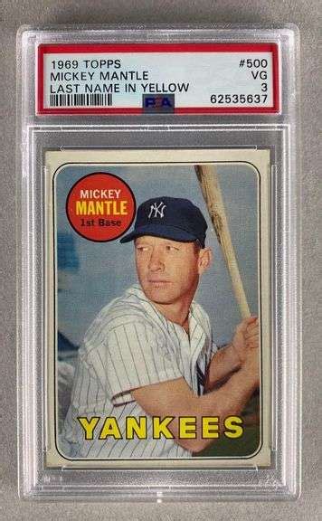 1969 Topps Mickey Mantle 500 PSA 3 Matthew Bullock Auctioneers