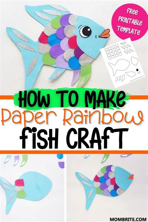 Paper rainbow fish craft free template – Artofit