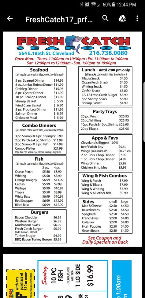 Menu At Fresh Catch Seafood Restaurant Cleveland 564 E 185th St