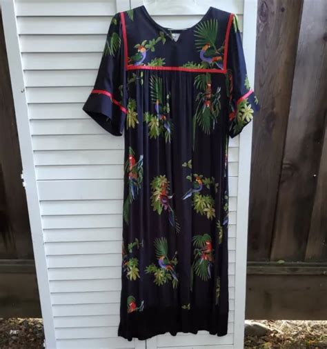 Vintage Krist Gudnason S Mumu Caftan Dress Parrot Lorikeet