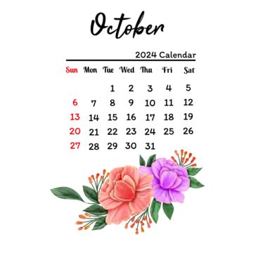 October Calendar Along With The Red Dates Of Java And Hijriyah