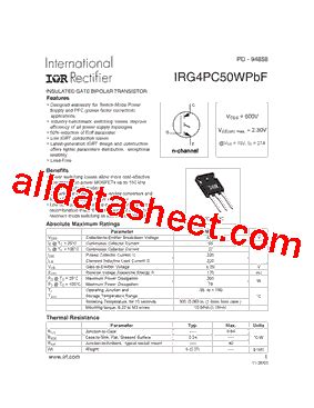 IRG4PC50WPBF Datasheet PDF International Rectifier