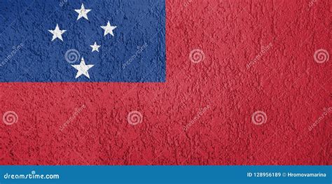 Textura Da Bandeira De Samoa No Emplastro Da Parede Ilustração Stock