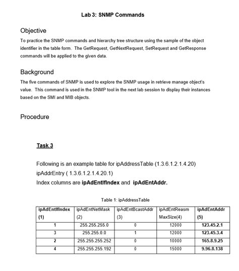 Lab 3 Snmp Commands Objective To Practice The Snmp