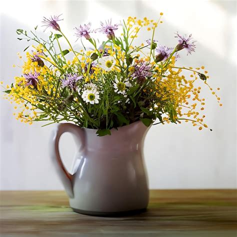 Premium AI Image Bouquet Of Wild Flower In A Jug