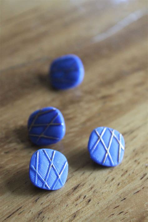 Blue Glass Vintage Buttons Four 1930s Buttons Vintage Etsy