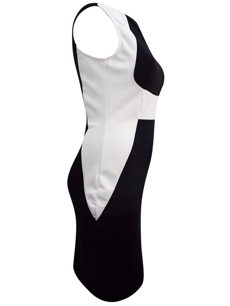 Praslin Praslin Mono Curvy Contrast Panel Illusion Pencil Dress Plus Size 16 To 26