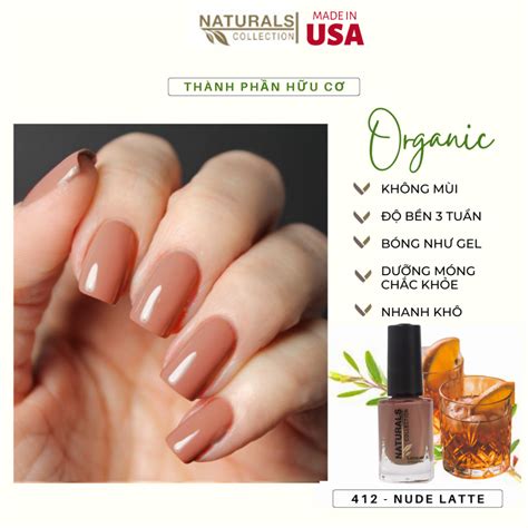 Sơn dưỡng thành phần hữu cơ phục hồi móng yếu hư tổn USA NATURALS COLLECTION màu nude latte