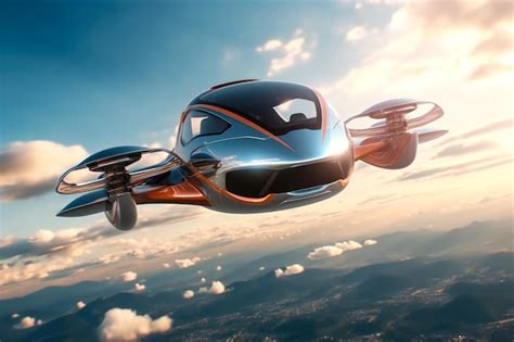 premium photo  solarpowered flying car gracefully ascends soaring