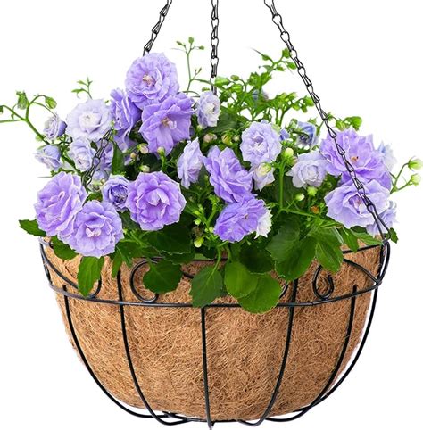 4 Pack 14 Inch Hanging Baskets Planter For Plants Flowers Round For Outdoor Indoor