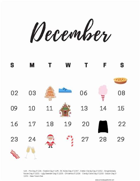 Printable December Calendar - arinsolangeathome