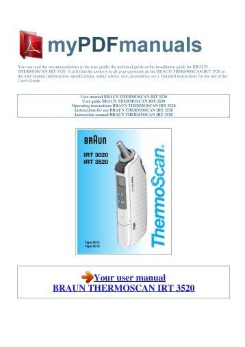 Braun Thermoscan Ear Thermometer Manual