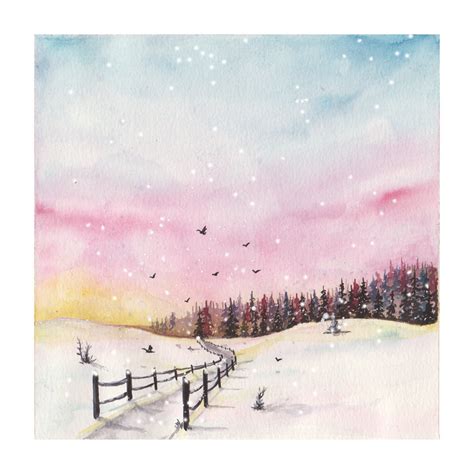 Painted my first watercolour snowy landscape! : r/Watercolor