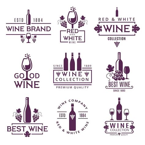 Premium Vector | Logo set or badges of wine brands