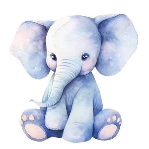 Watercolor Baby Elephant Premium Ai Generated Image