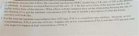 Solved In Allosteric Enzyme That Follows The Concerted Chegg