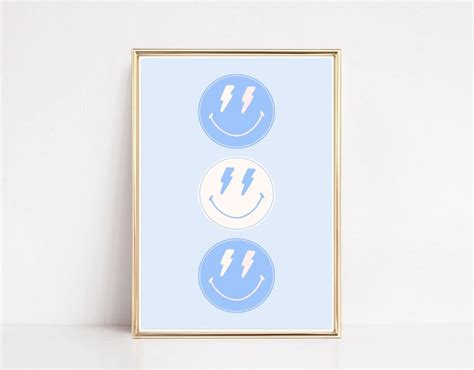 Blue Smiley Smiley Face Art, Smiley Print, Trendy Wall Art, Digital ...