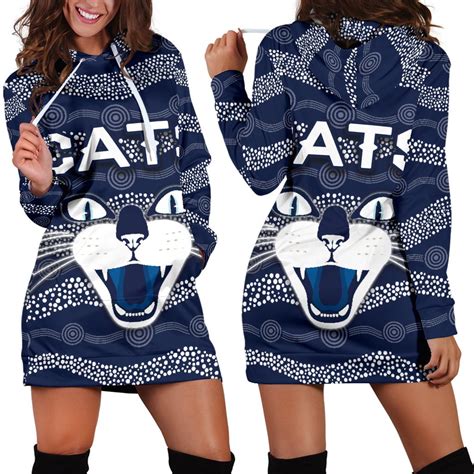 Geelong Hoodie Dresses Cats Indigenous - Navy - fegrin