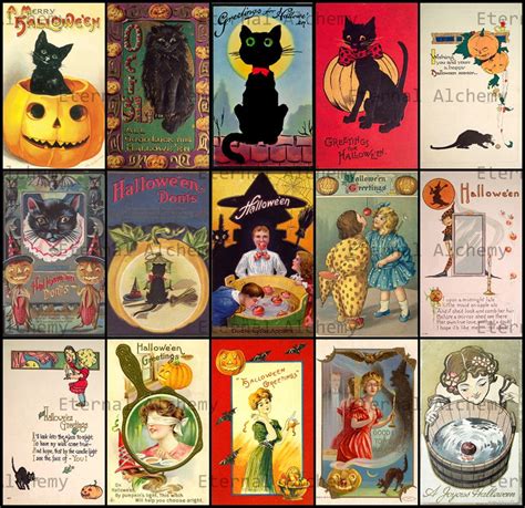 Vintage Halloween Postcards Set 1 Black Cats - Etsy