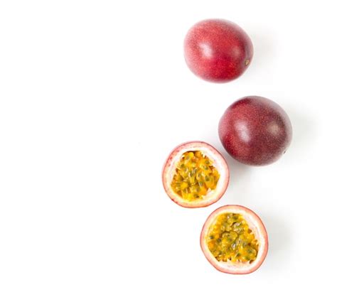 Premium Photo Directly Above Shot Of Passion Fruits Over White Background