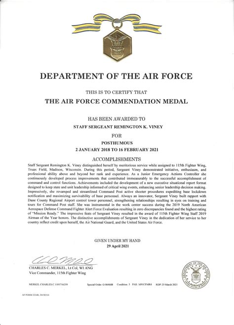 The Air Force Commendation Medal - Remington Viney Legacy