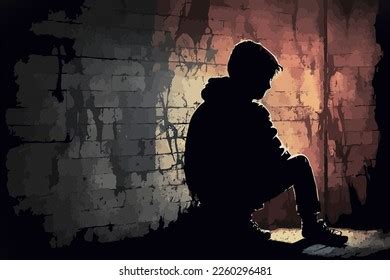 Silhouette Lonely Depresion Sad Lost Boy Stock Illustration 2260296481 | Shutterstock