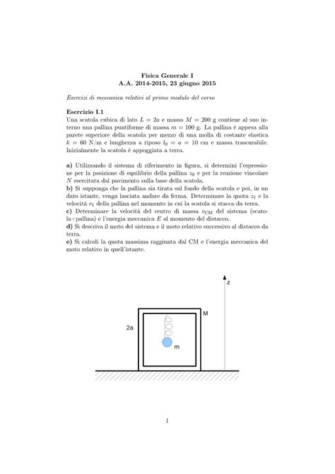 Esame 230615 Prova Desame Di Fisica 1 Con Soluzioni Complete Annesse