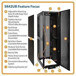 Tripp Lite SmartRack 42U Standard-Depth Heavy-Duty Server Rack Cabinet — CASTERS-LVL (BLK) (SR42UB-CASTERS-LVL-BLK)