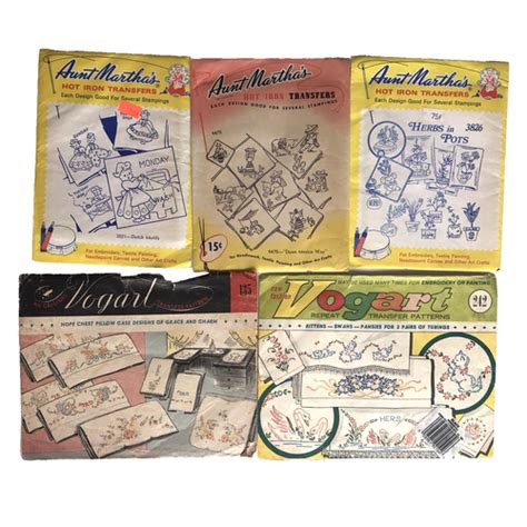 Vtg Aunt Martha S Vogart Hot Iron Transfer Patterns Pkg Sealed