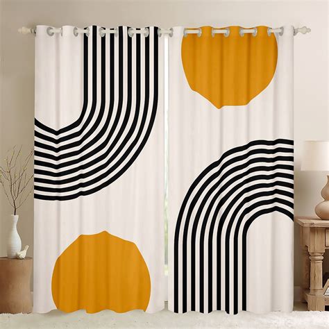 Yst Modern Curtains Abstract Art Blackout Curtains Orange Black White