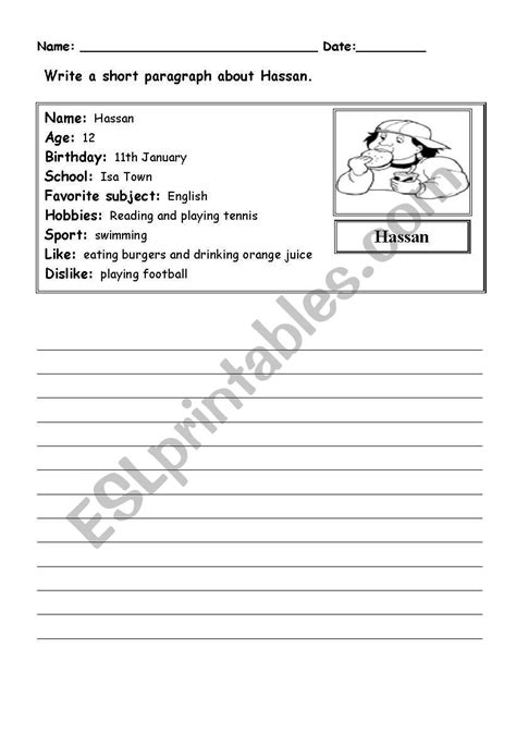 Writing Short Paragraph Esl Worksheet By Daghoom