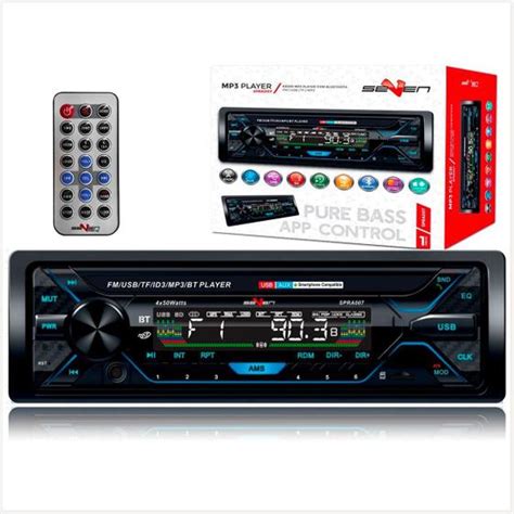 Rádio Som Automotivo Mp3 Bluetooth 2 Usb Aux Fm Sd Bt 1din SEVEN