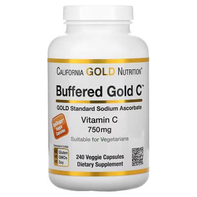 Витамин С California Gold Nutrition Vitamin C buffered, 750 мг, 240 ...